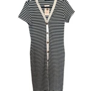 NWT Knit Minimalist shirt dress faux buttons beach weekend cover up boho pull on